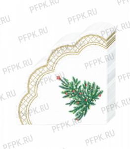 Салфетки НГ бум. BOUQUET РОНДО, 3-сл.,с рис. (12 листов) Изящная елочка [15/15]