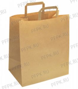 Пакет бум. с плос. руч. 320х200х370, крафт [1/200]