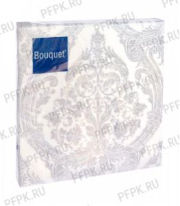 Салфетки бум. BOUQUET 33х33, 3-сл.,с рис. (20 листов) Royal (серебро) на белом [12/12]