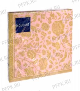 Салфетки бум. BOUQUET 33х33, 3-сл.,с рис. (20 листов) Анжелика Золото на розовом [12/12]