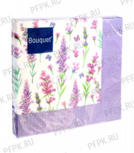Салфетки бум. BOUQUET 33х33, 3-сл.,с рис. (20 листов) Скатерть с лавандой [12/12]
