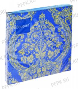 Салфетки бум. BOUQUET 33х33, 3-сл.,с рис. (20 листов) Royal (золото) на синем [12/12]