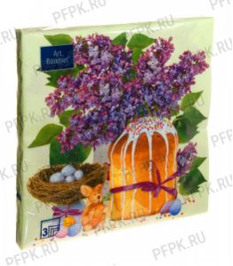 Салфетки бум. BOUQUET 33х33, 3-сл.,с рис. (20 листов) Пасха.Пасхальный кулич [12/12]