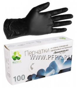 Перчатки виниловые черные КЛЕВЕР (уп. 100 шт.) XL [1/10]