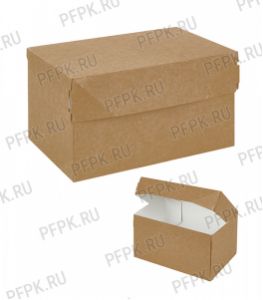 Коробка бум. V1200мл 150х100мм h85мм крафт (без окна) ECO CAKE 1200 [25/250]
