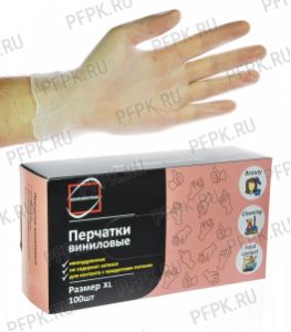 Перчатки виниловые КонтинентПак (уп. 100шт./50пар) XL [1/10]