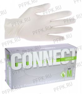 Перчатки латексные ЧЗ смотровые CONNECT (уп. 100 шт.) M [1/10]