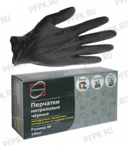 Перчатки нитриловые черные КОНТИНЕНТПАК (уп. 100шт./50пар) M [1/10]