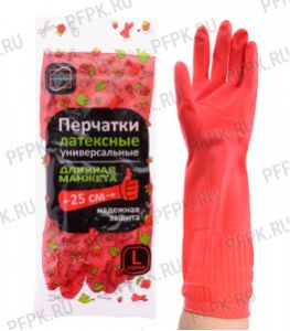 Перчатки латексные универсальные ДЛИННАЯ МАНЖЕТА КРАСНЫЕ L (КонтинентПак) [12/120]